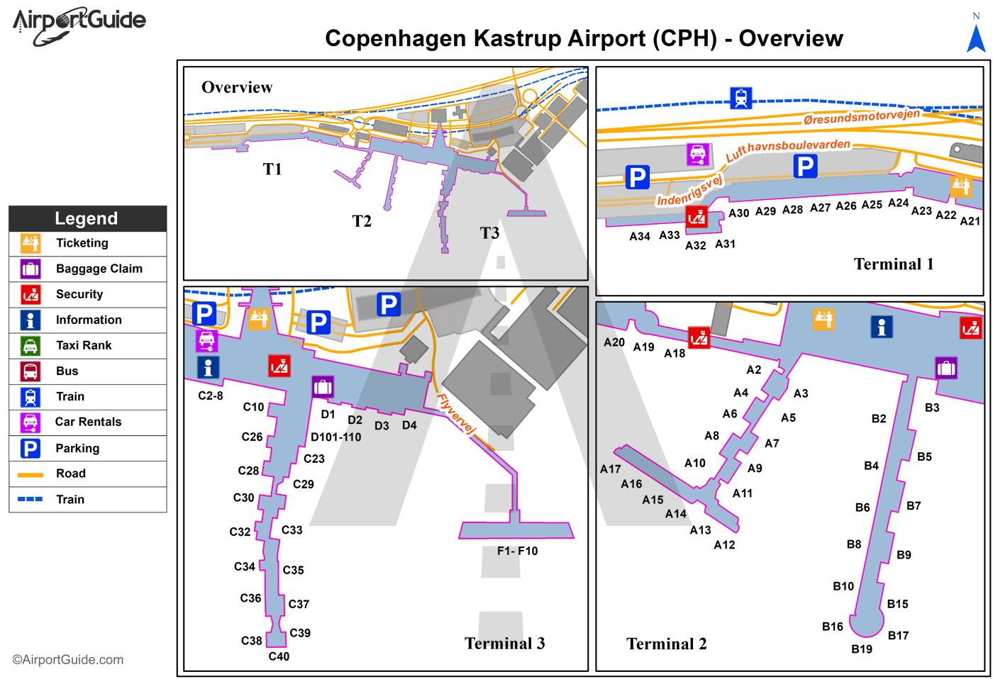 Forbavselse strukturelt Ejendomsret Map of Copenhagen airport: airport terminals and airport gates of Copenhagen