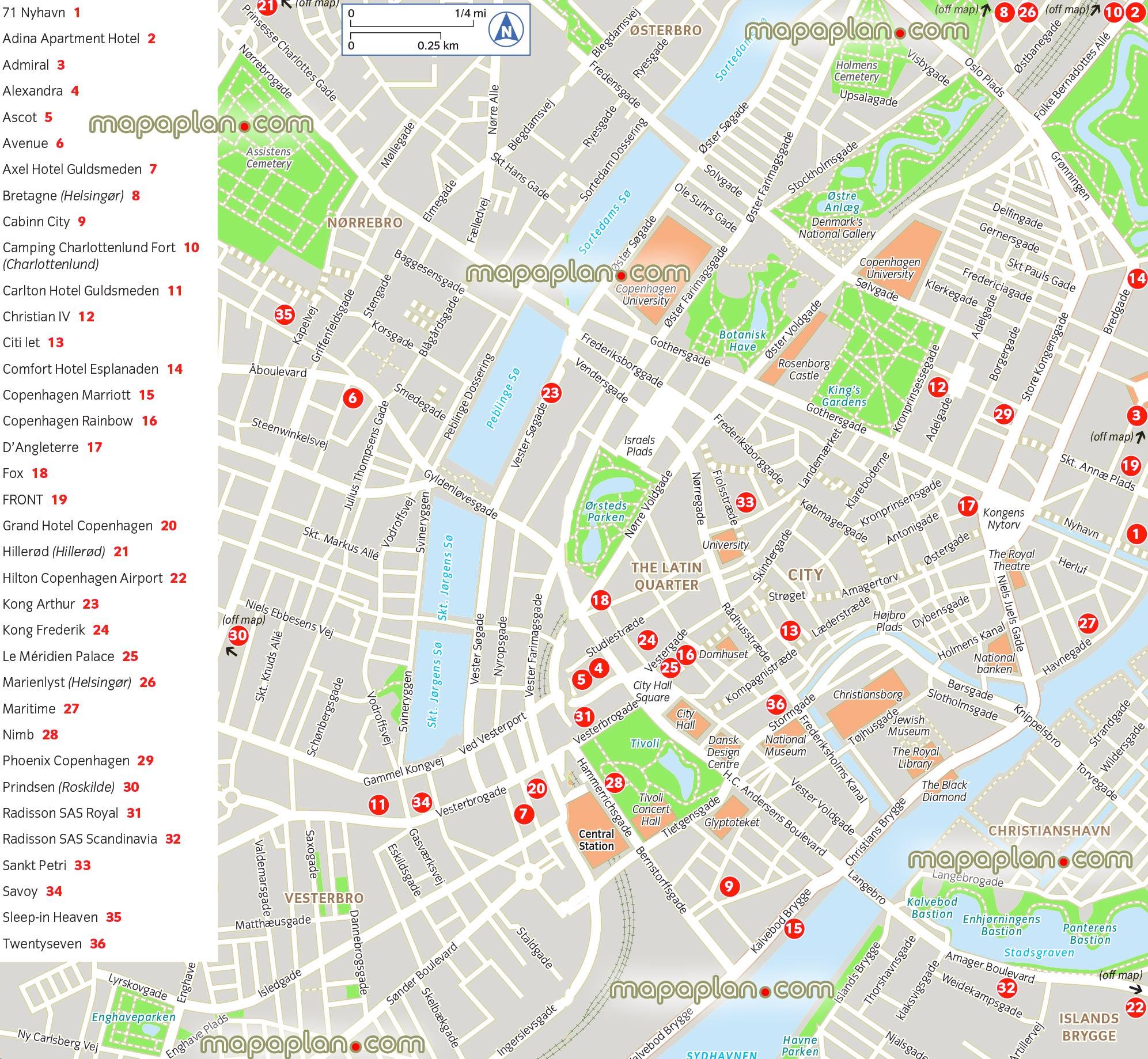 Copenhagen City Tourist Map